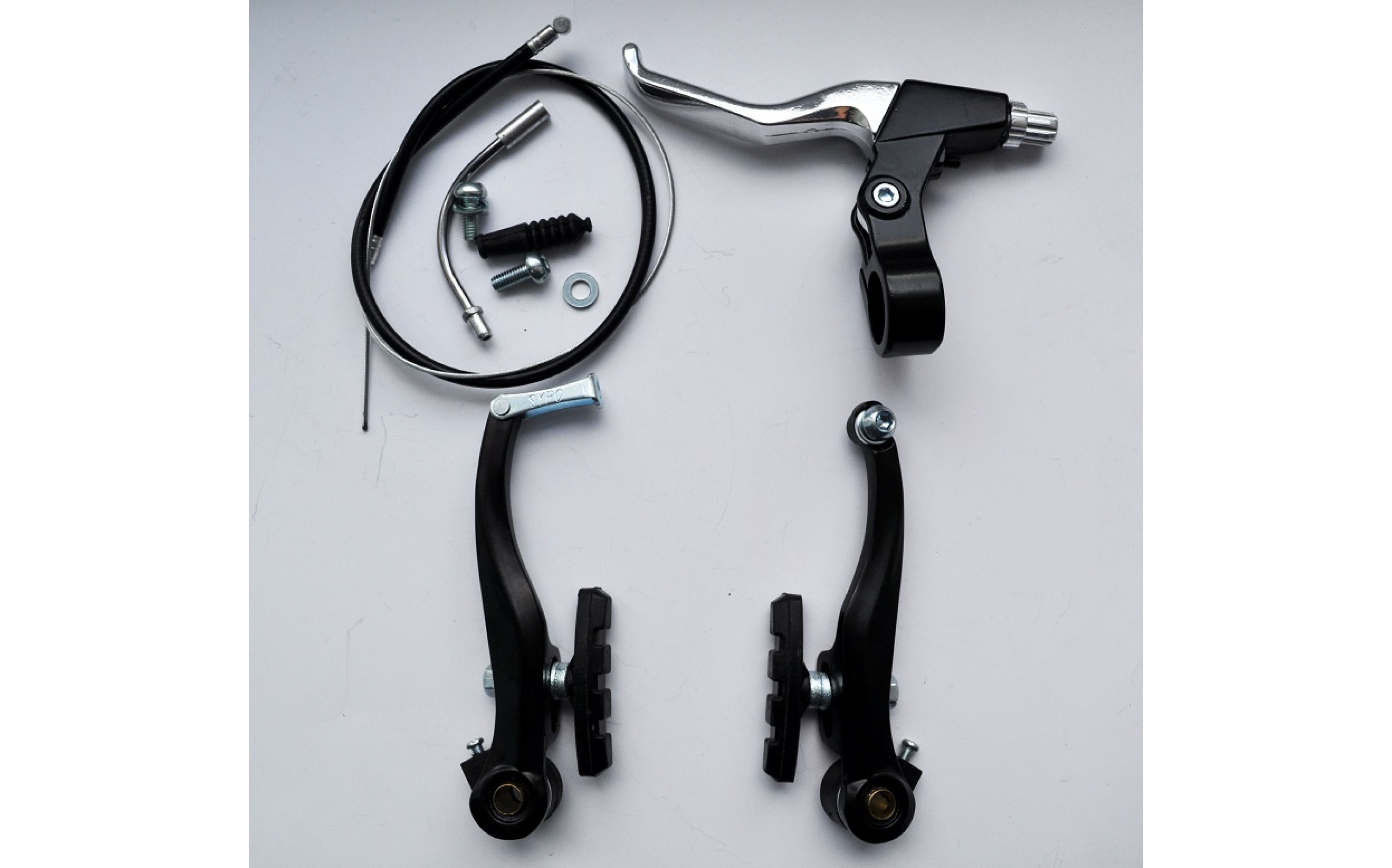 Гальма V-brake Sypo YD-V26 120мм передні, чорні, гальмівна ручка АЛ YD-B05 ліва, трос та рубашка (п:800х410мм)